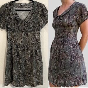 Kimchi Blue Women Mini Dress Medium Tan Animal Print Contemporary Festival